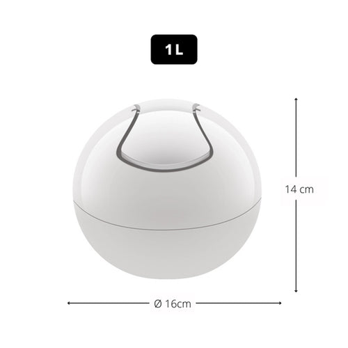 Pattumiera da 1L con coperchio basculante rimovibile modello Bowl - Total White
