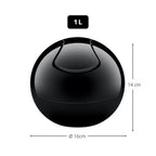 Pattumiera da 1L con coperchio basculante rimovibile modello Bowl - Total Black
