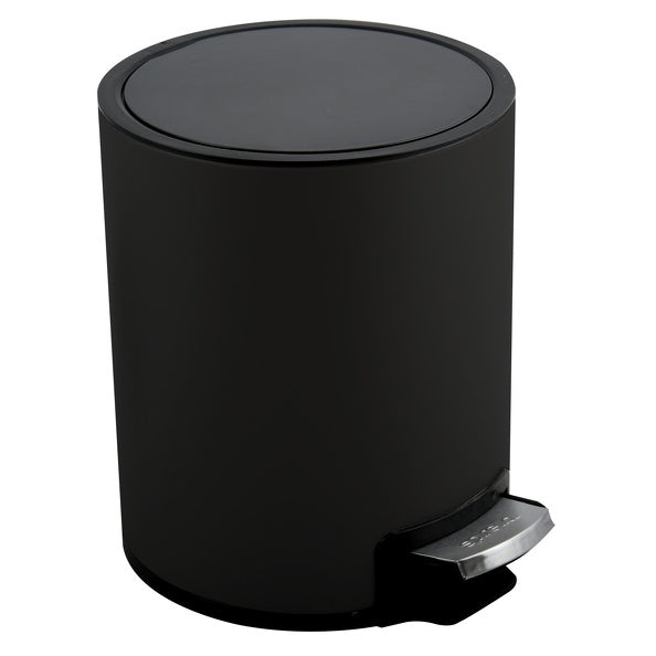 Pattumiera a pedale da 3L modello Riku in Acciaio Inox - Nero Opaco