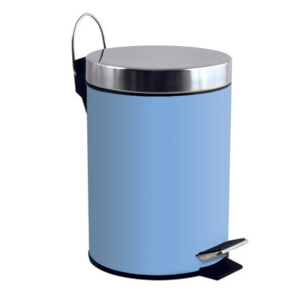 Pattumiera a pedale da 3L in Acciaio Inox - Blu Pastello