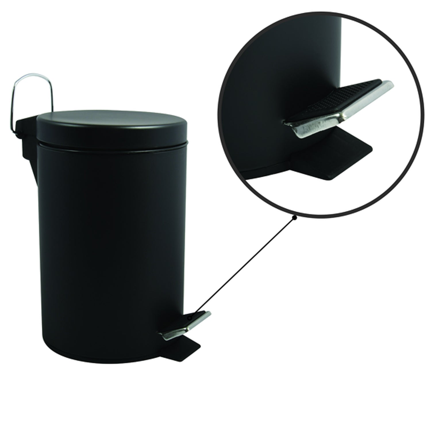 Pattumiera a pedale da 5L in Acciaio Inox - Nero