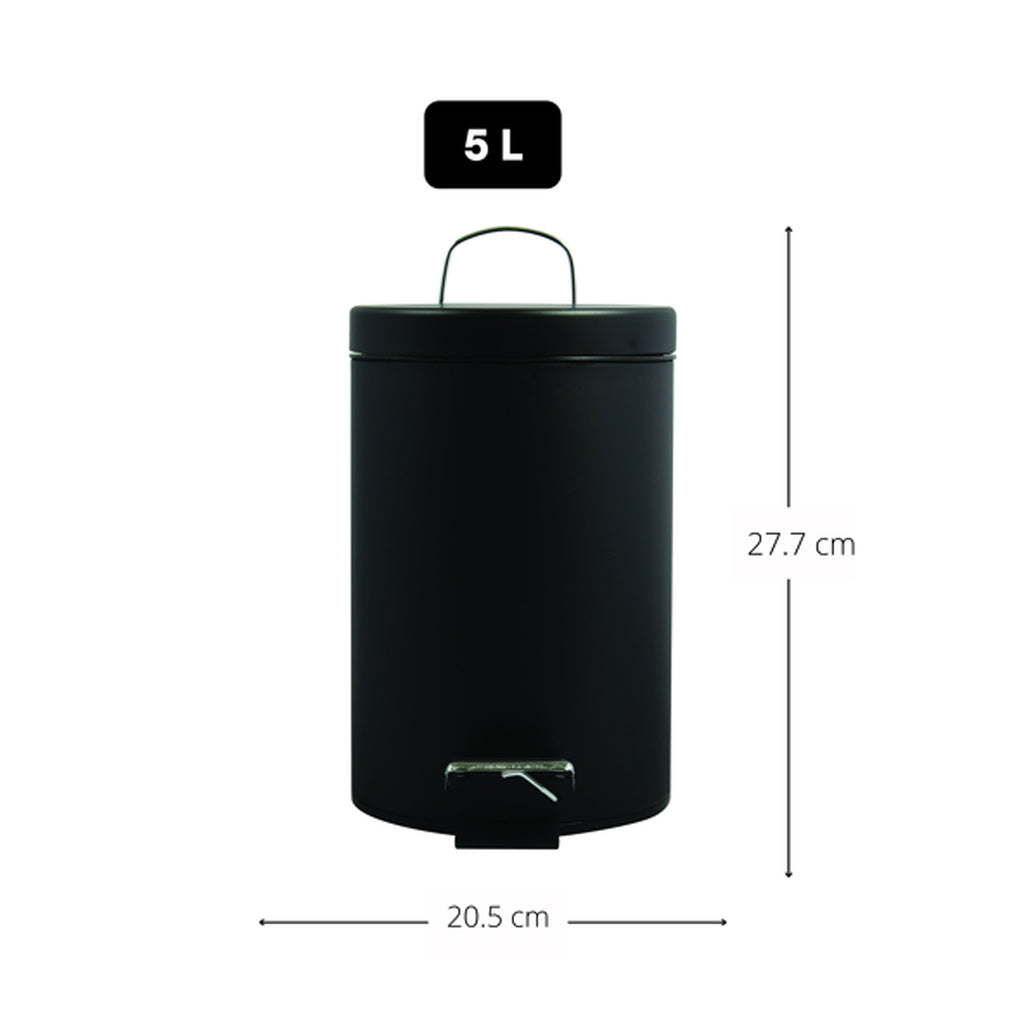 Pattumiera a pedale da 5L in Acciaio Inox - Nero