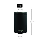 Pattumiera a pedale da 5L in Acciaio Inox - Nero