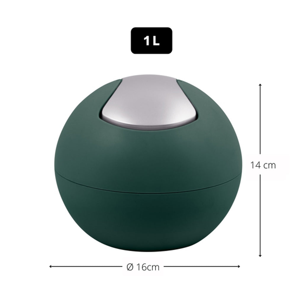 Pattumiera da 1L con coperchio basculante rimovibile modello Bowl - Verde Matt