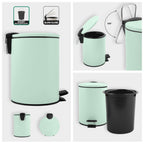 Pattumiera a pedale 5L in Acciaio modello Adelar - Verde Ghiaccio Opaco