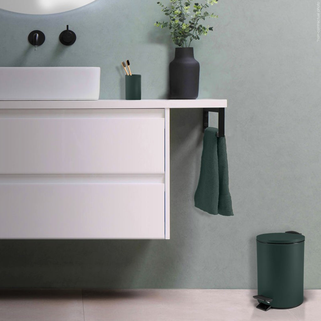 Pattumiera a pedale 5L in Acciaio modello Adelar - Verde Scuro Opaco