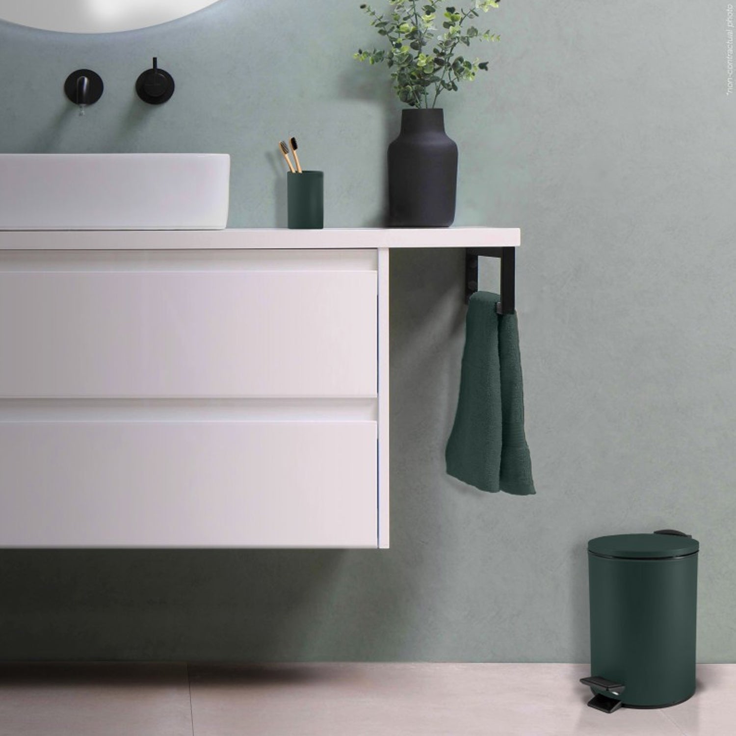 Pattumiera a pedale 5L in Acciaio modello Adelar - Verde Scuro Opaco