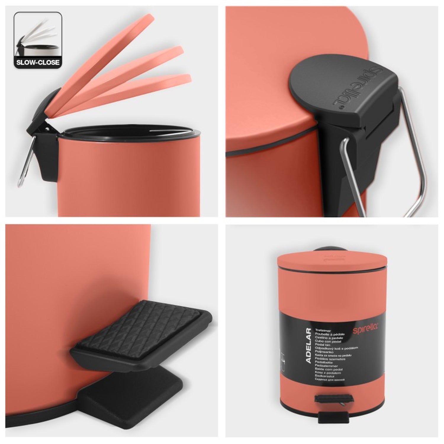 Pattumiera a pedale 3L in Acciaio modello Adelar - Terracotta Opaco