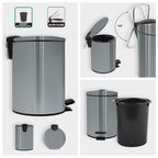 Pattumiera a pedale 3L in Acciaio Inox modello Adelar - Spazzolato