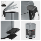 Pattumiera a pedale 3L in Acciaio Inox modello Adelar - Spazzolato