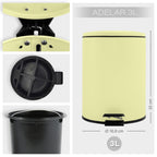 Pattumiera a pedale 3L in Acciaio modello Adelar - Giallo Opaco