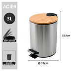 Pattumiera a pedale 3L in Acciaio e BambÃ¹ modello Adonis - Spazzolato