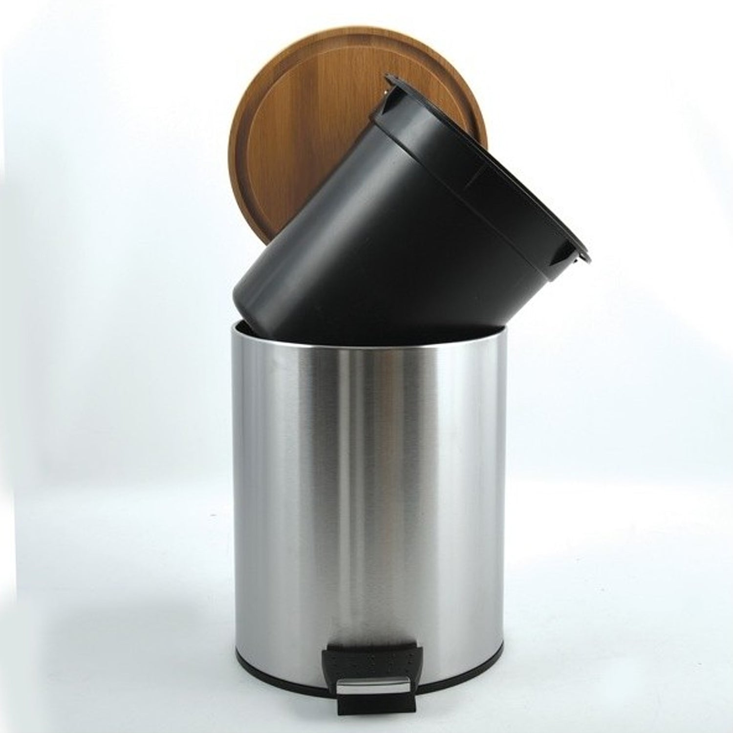 Pattumiera a pedale 3L in Acciaio e BambÃ¹ modello Adonis - Spazzolato