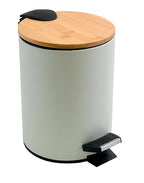 Pattumiera a pedale 3L in Acciaio e BambÃ¹ modello Adonis - Bianco