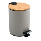 Pattumiera a pedale 5L in Acciaio e BambÃ¹ modello Adonis - Tortora Opaco