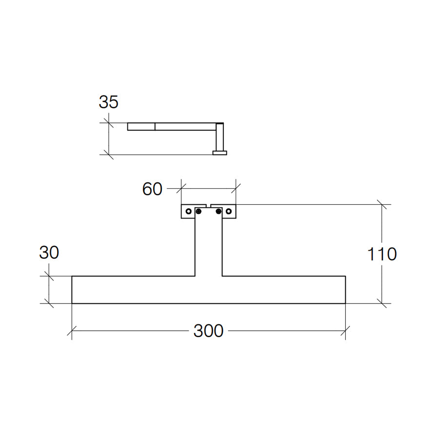 Lampada specchio a Led squadrata in alluminio cromato Lineabeta Ciari Distanza dallo specchio cm 11