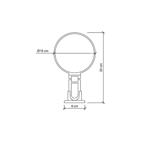 Specchio ingranditore con manico multi-snodo e supporto - linea 'Toeletta' bifacciale cm I¸ 18 - Ingrandimento X3 - Nero