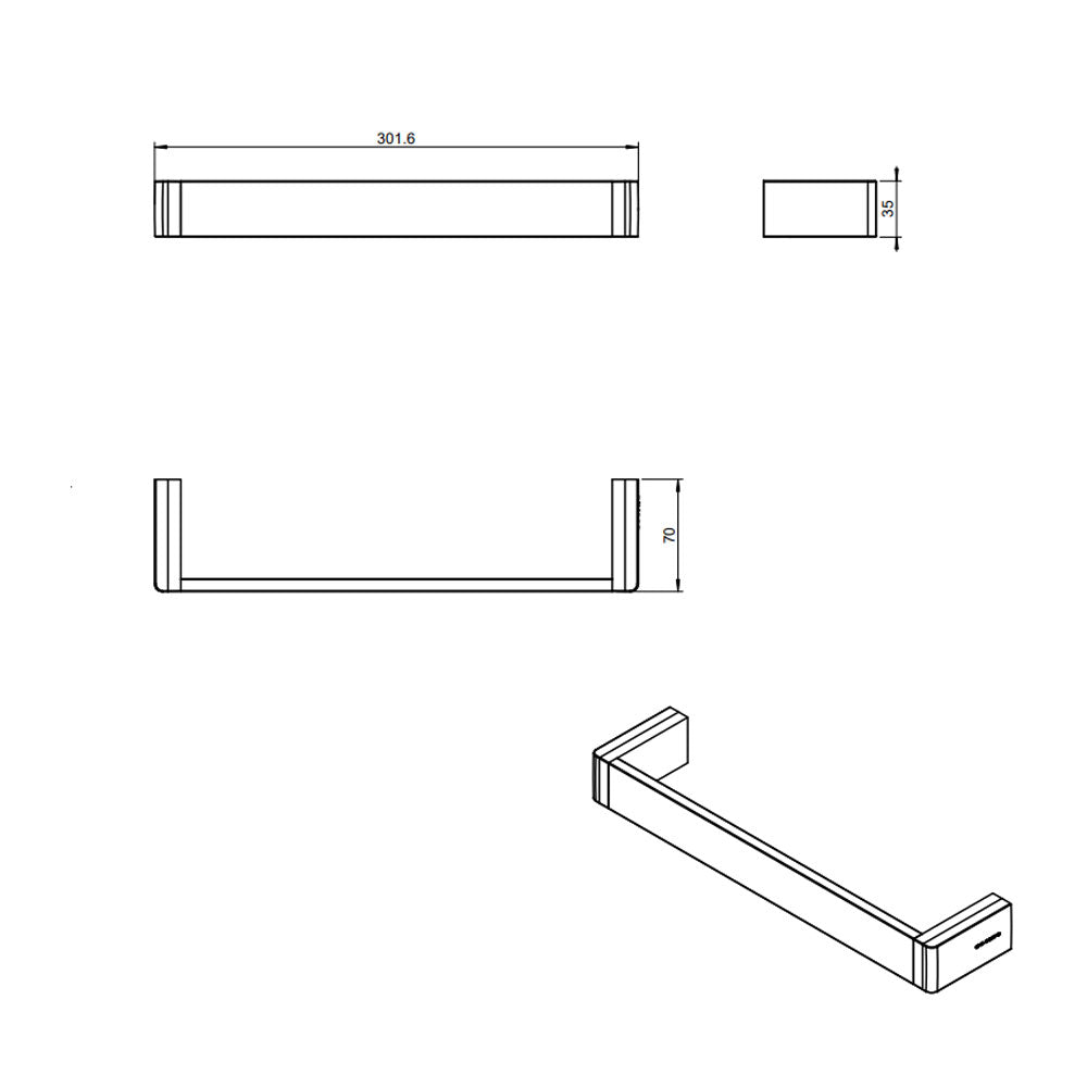 Porta asciugamani a muro in ottone cromato della collezione 'Extreme' by Cosmic cm 30
