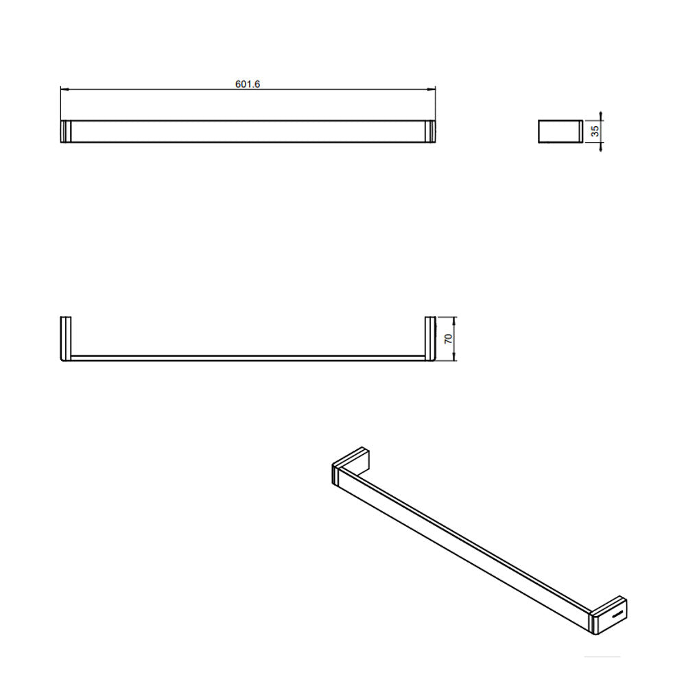 Porta asciugamani a muro in ottone cromato della collezione 'Extreme' by Cosmic cm 60