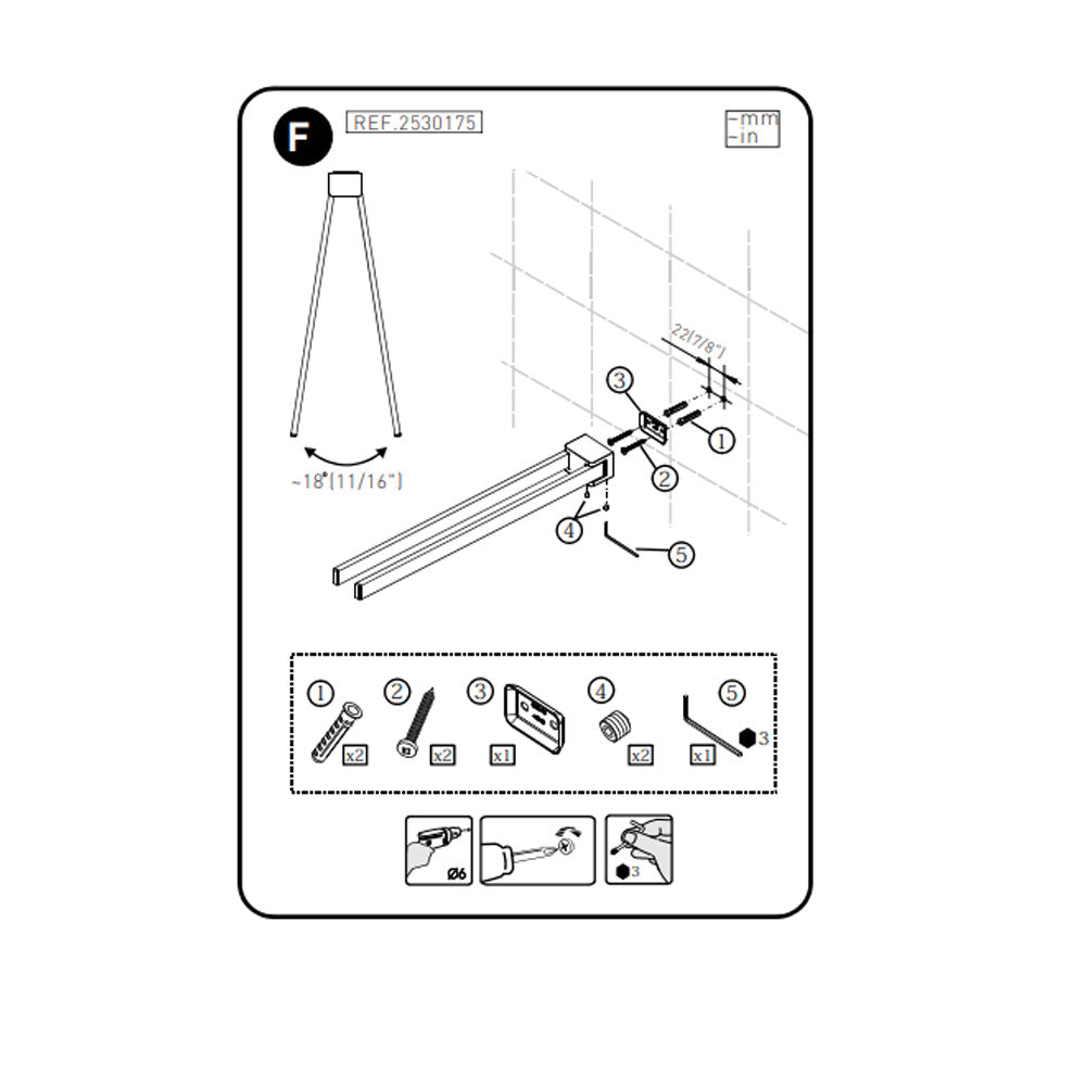 Porta asciugamani doppio a snodo in ottone cromato della collezione 'Extreme' by Cosmic cm 40