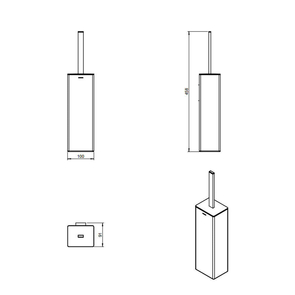 Porta scopino da appoggio in ottone cromato della collezione 'Extreme' by Cosmic