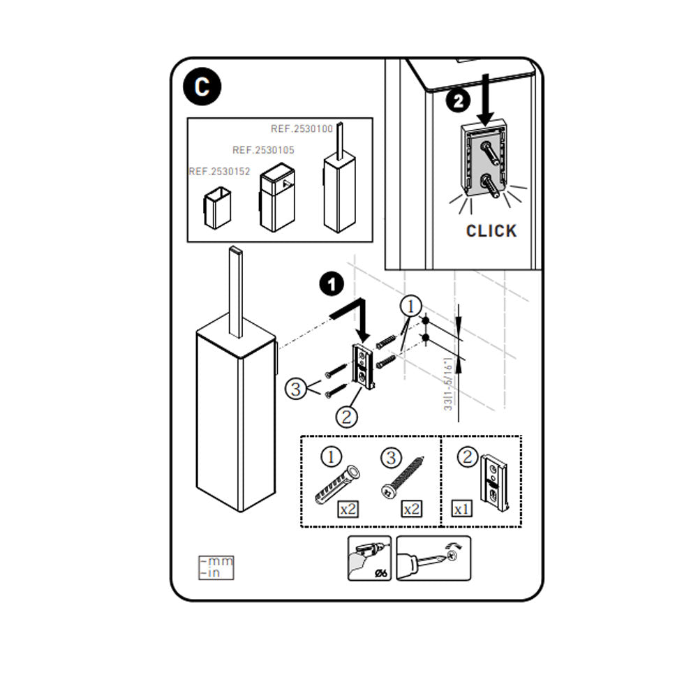 Porta scopino a muro in ottone cromato della collezione 'Extreme' by Cosmic