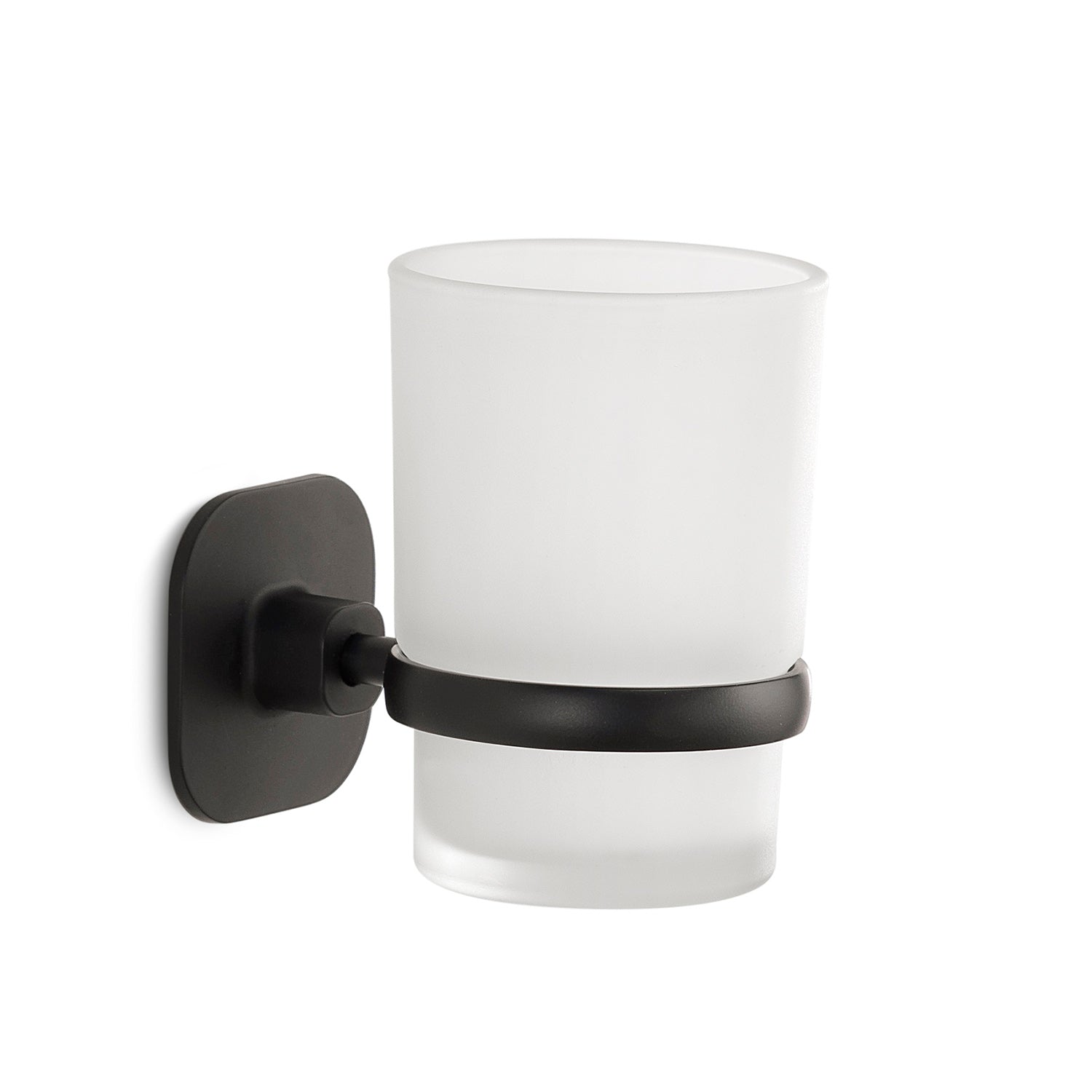 Portaspazzolini in acciaio inox e cromall Teide di Gedy - Nero Matt