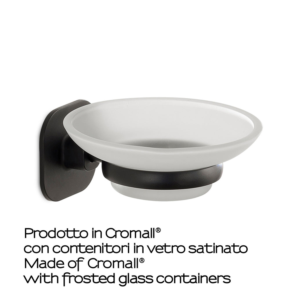 Portasapone in acciaio inox e cromall Teide di Gedy - Nero Matt