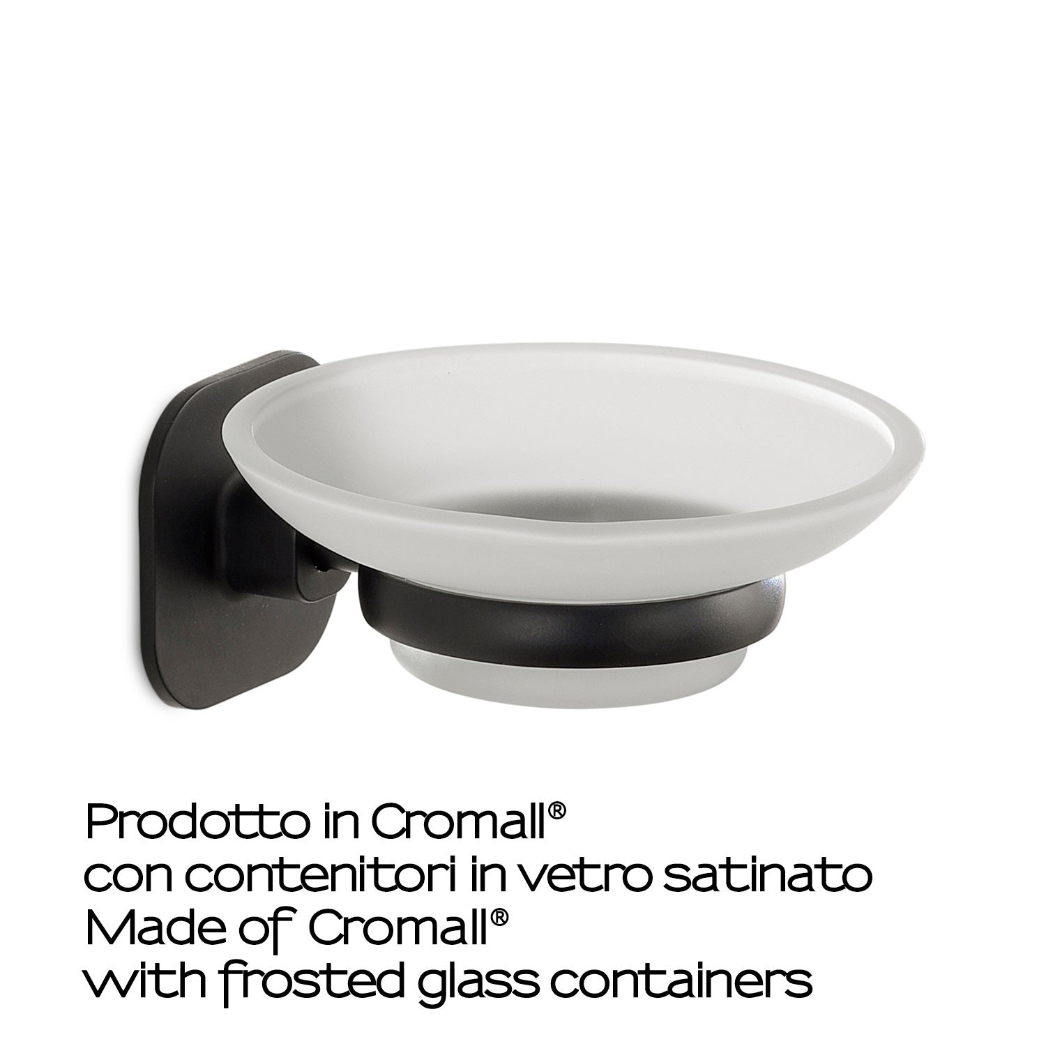 Portasapone in acciaio inox e cromall Teide di Gedy - Nero Matt