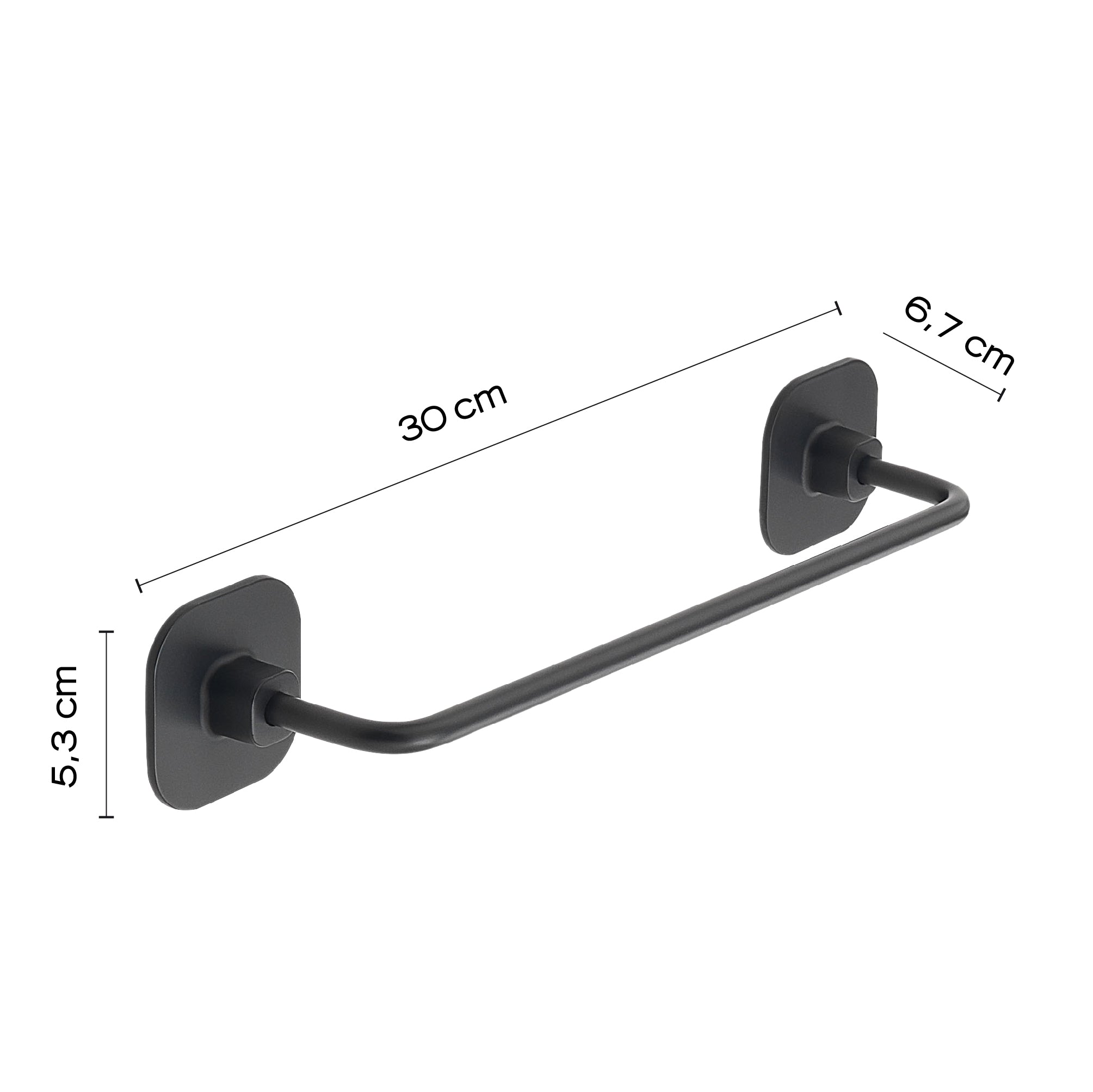Porta asciugamani 30 cm in acciaio inox e cromall Teide di Gedy - Nero Matt