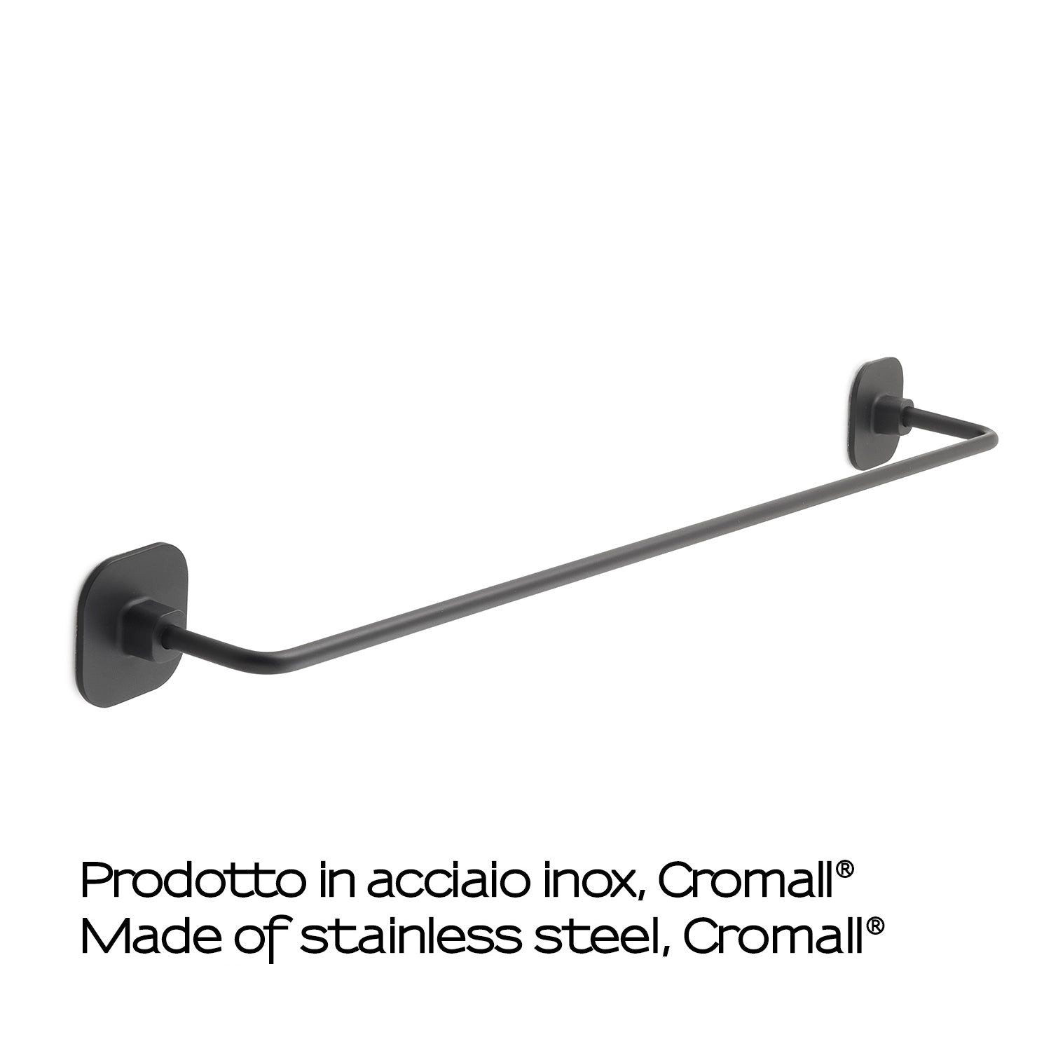 Porta asciugamani 60 cm in acciaio inox e cromall Teide di Gedy - Nero Matt