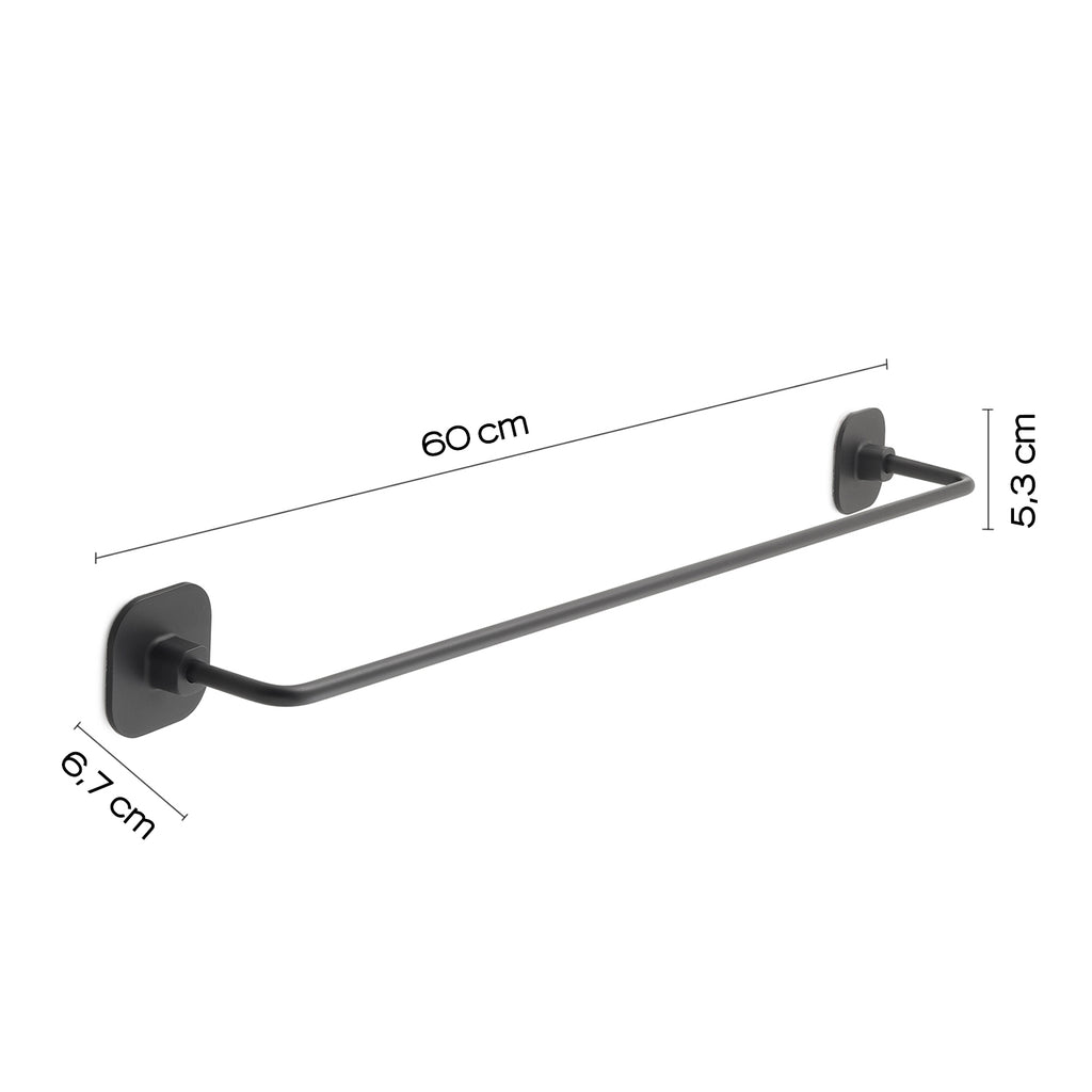 Porta asciugamani 60 cm in acciaio inox e cromall Teide di Gedy - Nero Matt