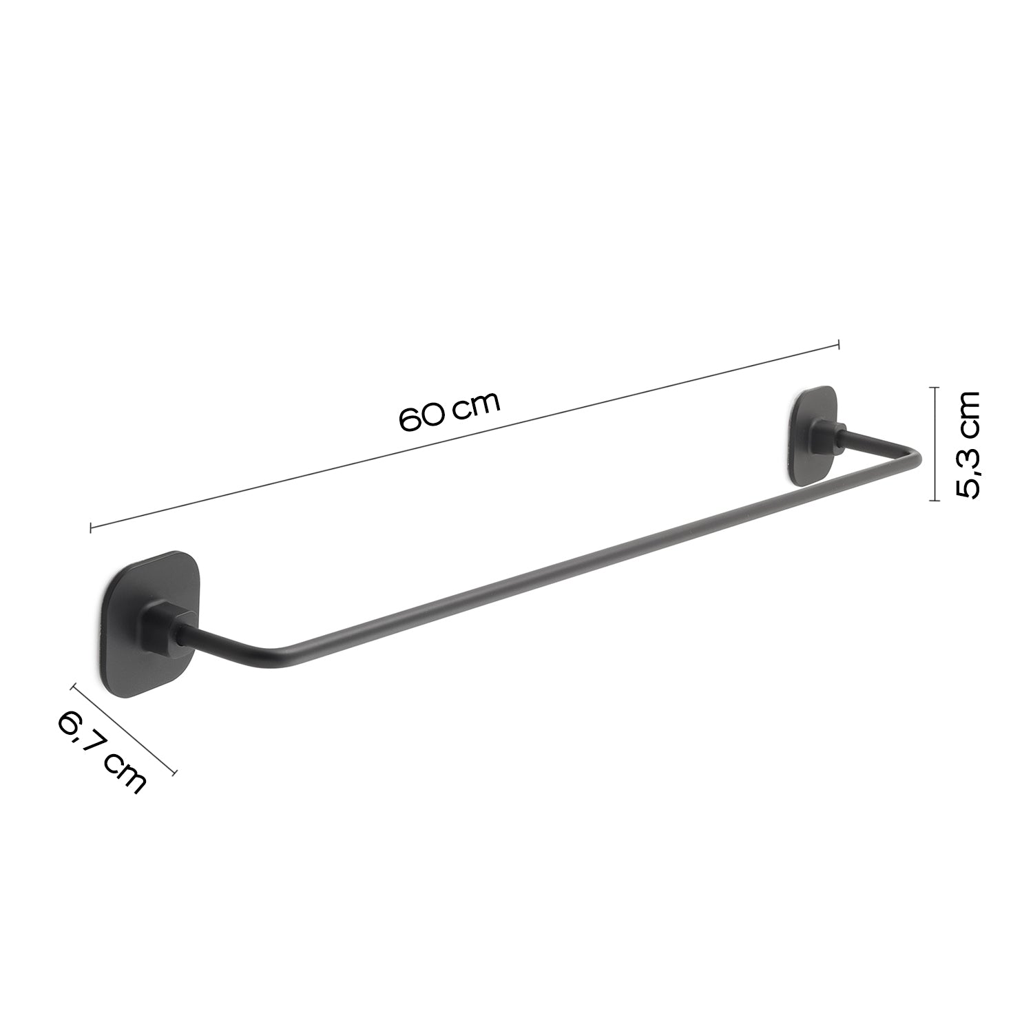 Porta asciugamani 60 cm in acciaio inox e cromall Teide di Gedy - Nero Matt