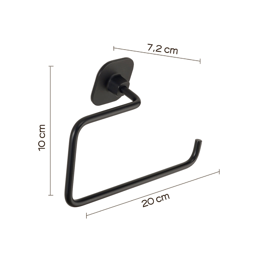 Porta asciugamani ad anello in acciaio inox e cromall Teide di Gedy - Nero Matt