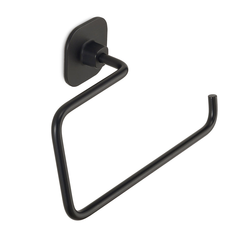 Porta asciugamani ad anello in acciaio inox e cromall Teide di Gedy - Nero Matt