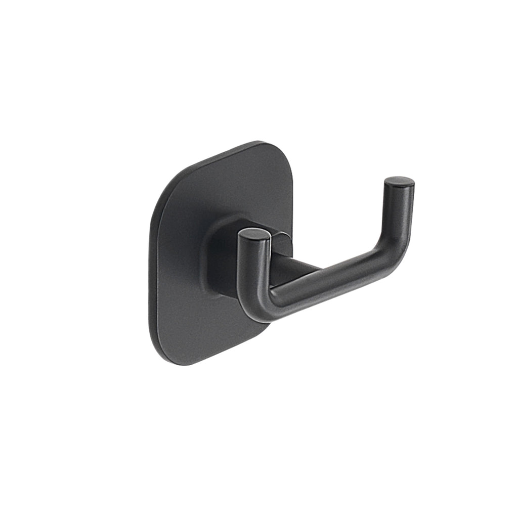 Appendiabiti doppio in acciaio inox e cromall Teide di Gedy - Nero Matt