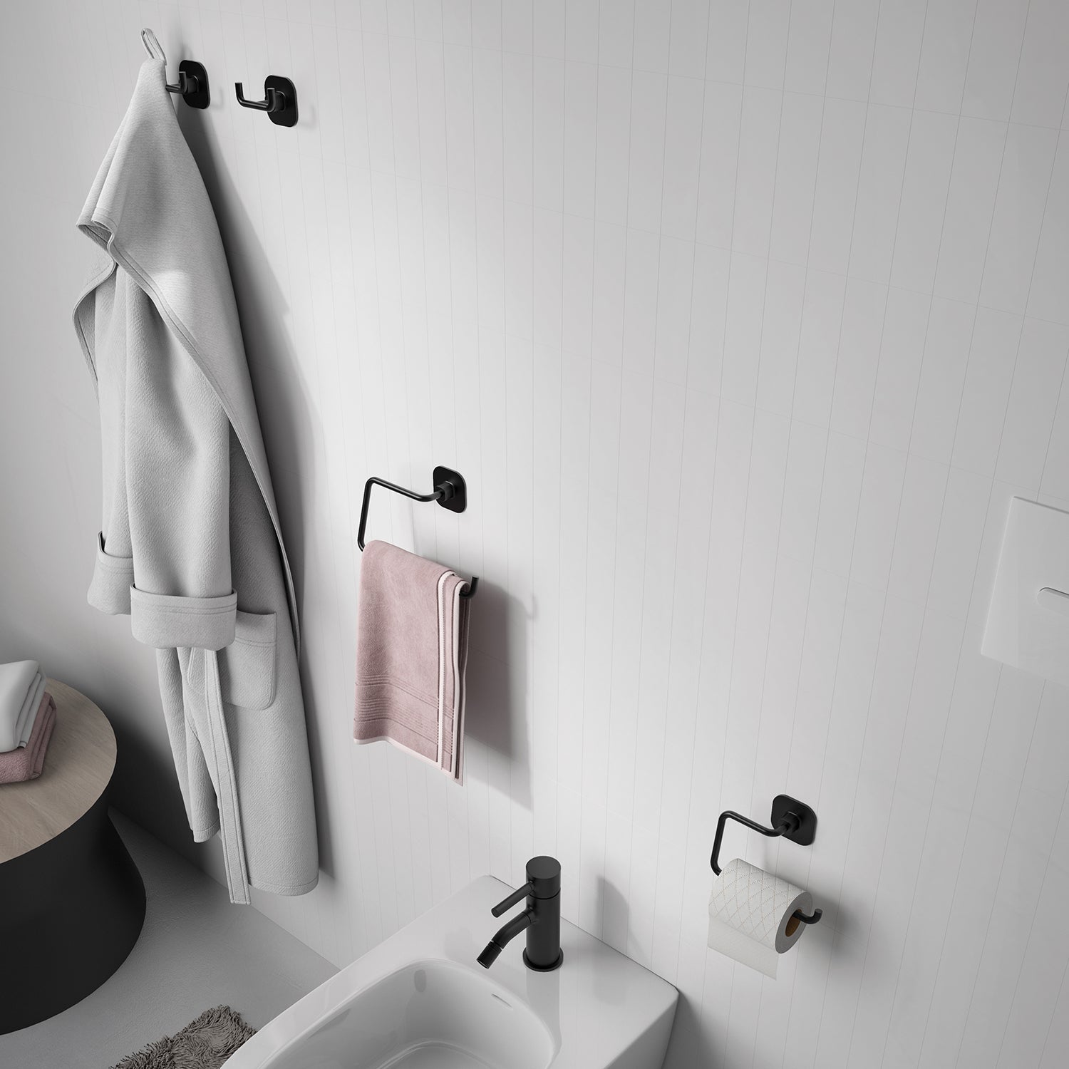 Appendiabiti doppio in acciaio inox e cromall Teide di Gedy - Nero Matt