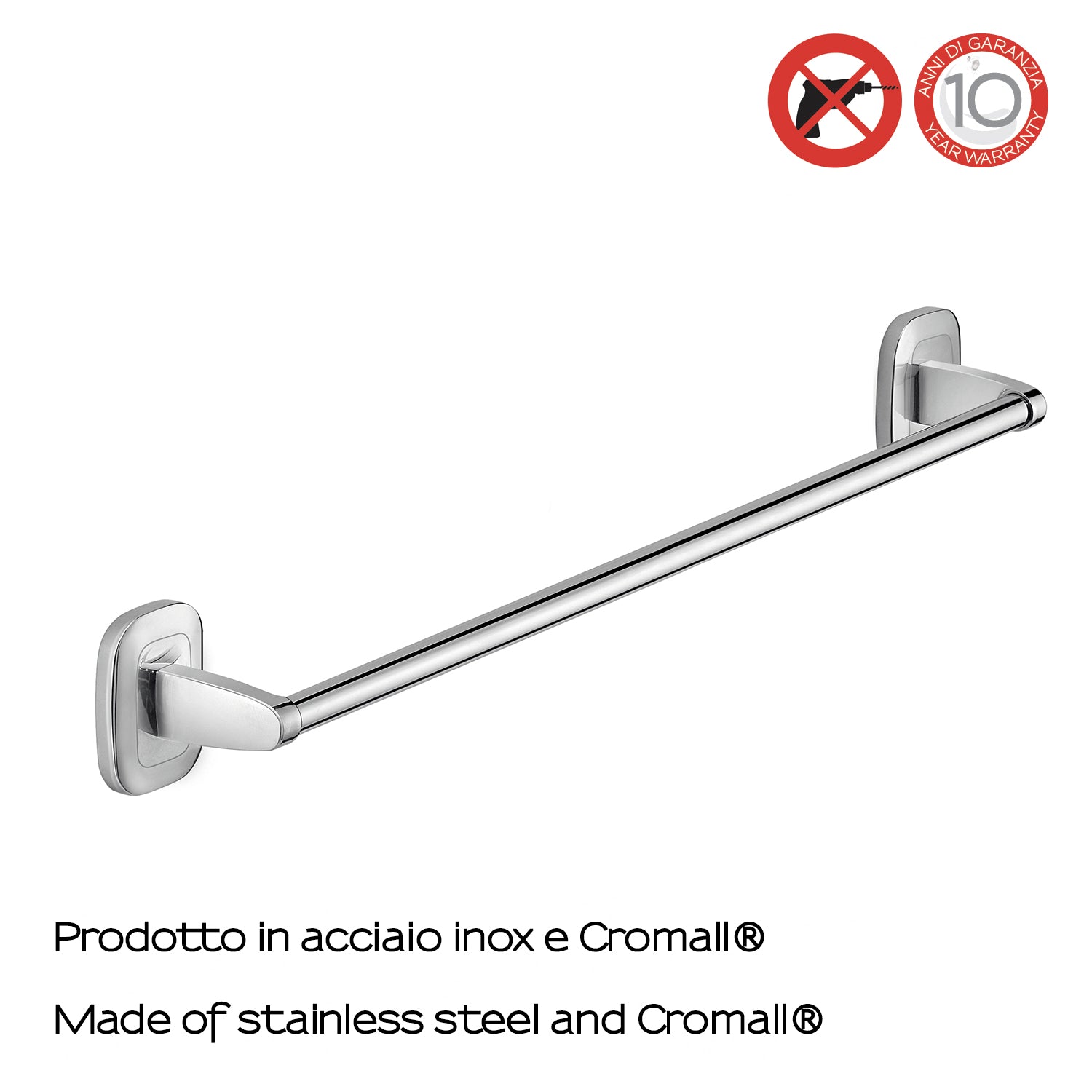 Porta asciugamani 60 cm a parete di Gedy serie Everest - Cromato