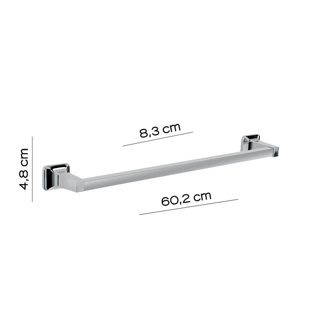 Porta asciugamani 60 cm in alluminio anodizzato di Gedy serie K2 - Cromato