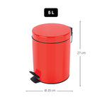 Pattumiera a pedale da 5L in Acciaio modello Sydney - Rosso