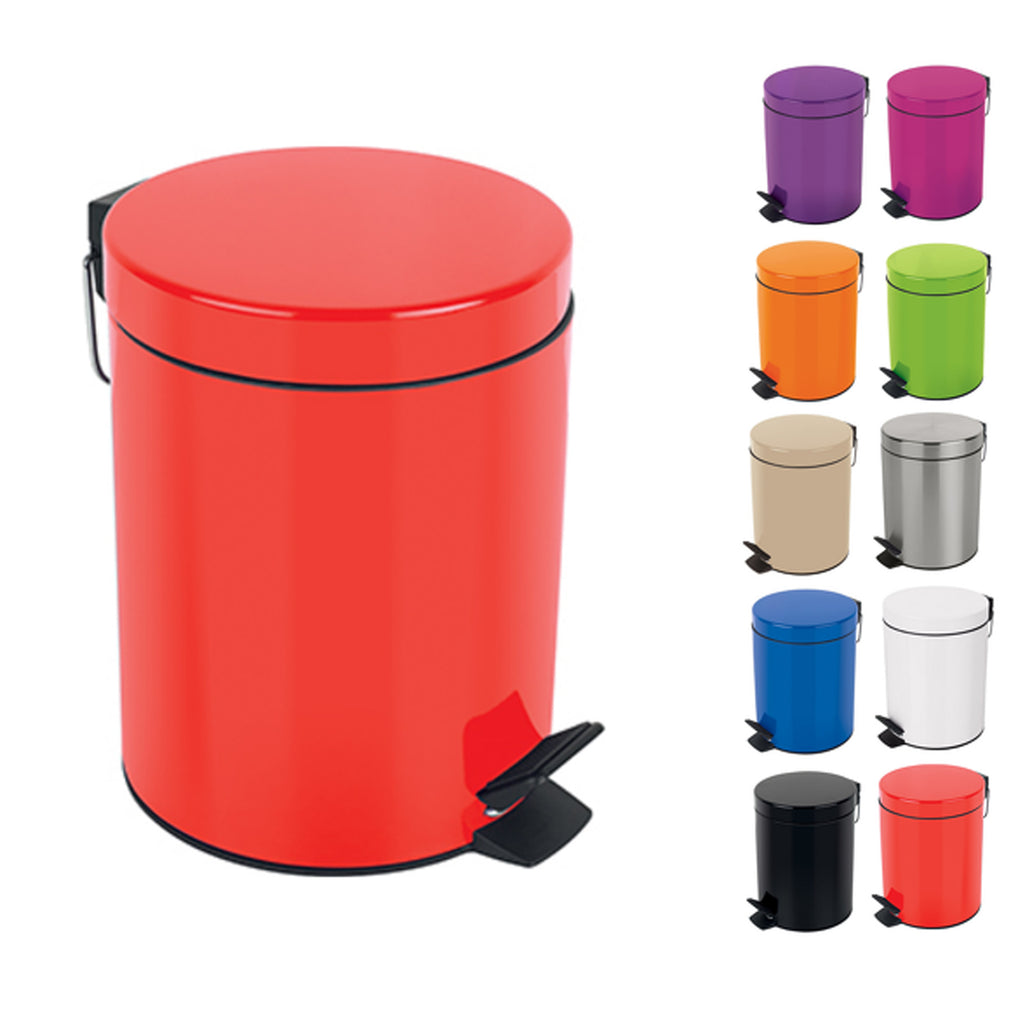 Pattumiera a pedale da 5L in Acciaio modello Sydney - Rosso