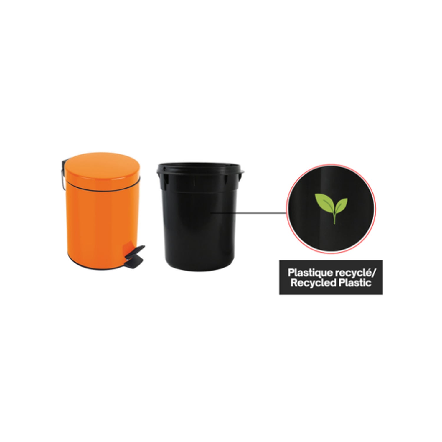 Pattumiera a pedale da 5L in Acciaio modello Sydney - Arancione