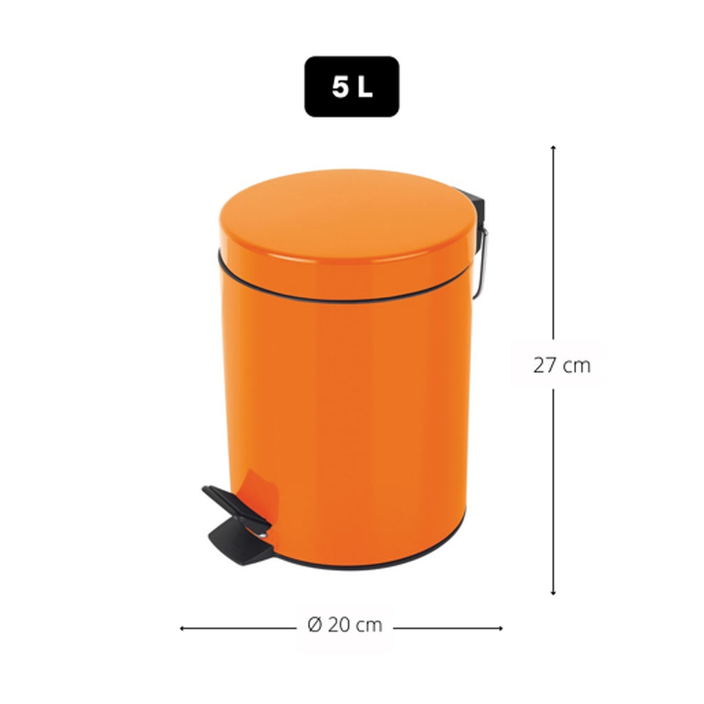 Pattumiera a pedale da 5L in Acciaio modello Sydney - Arancione