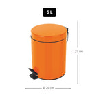 Pattumiera a pedale da 5L in Acciaio modello Sydney - Arancione