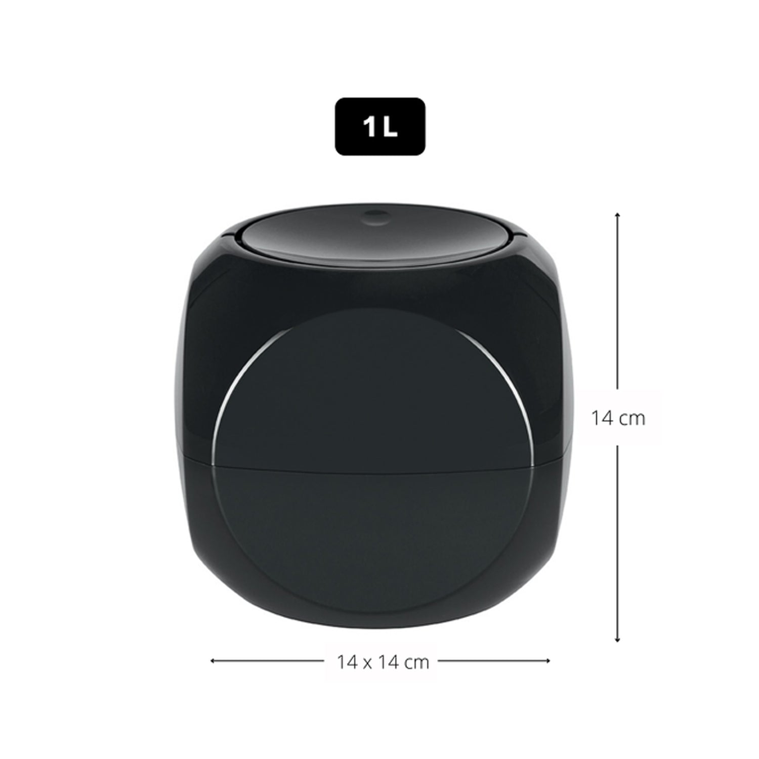 Pattumiera 1L a forma di Dado con coperchio basculante - Nero