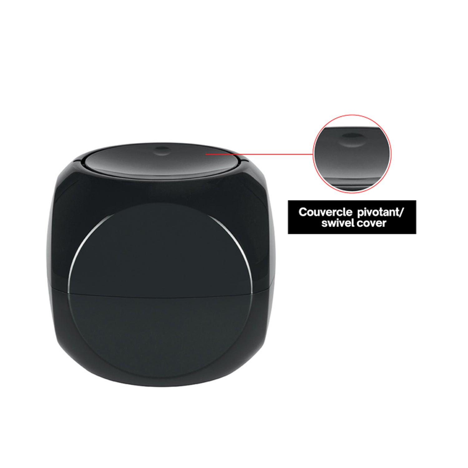 Pattumiera 1L a forma di Dado con coperchio basculante - Nero