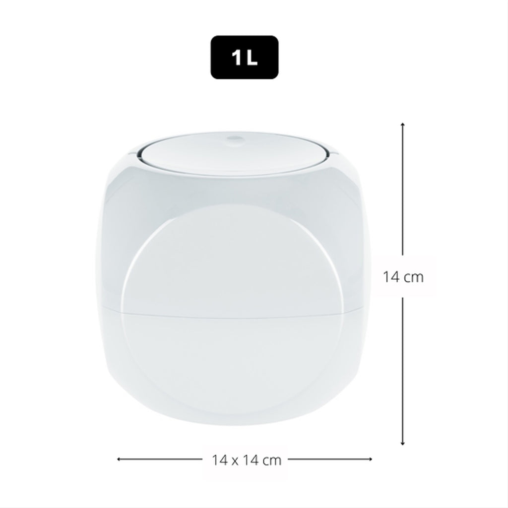 Pattumiera 1L a forma di Dado con coperchio basculante - Bianco