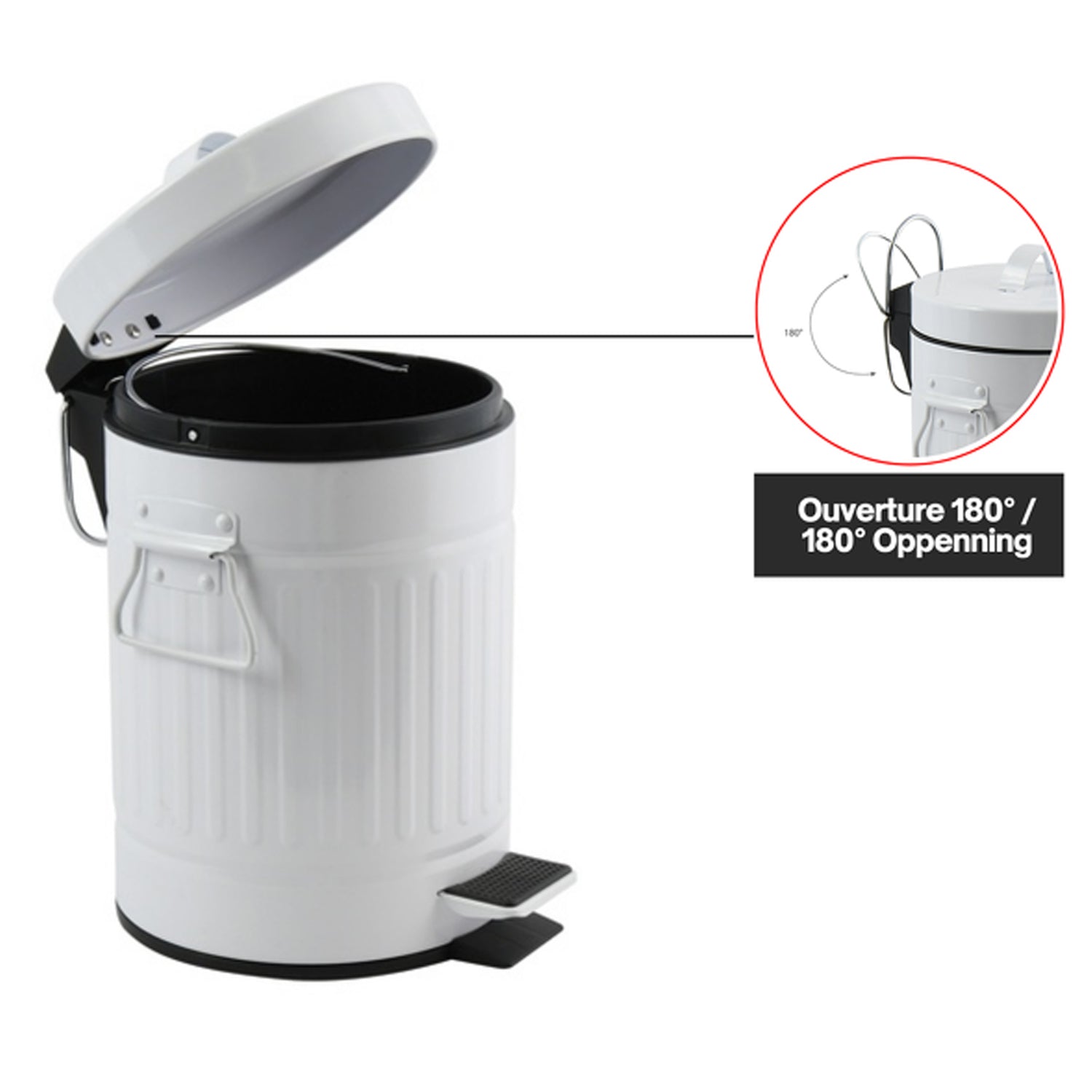 Pattumiera a pedale in Acciaio da 3L modello Habana - Bianco