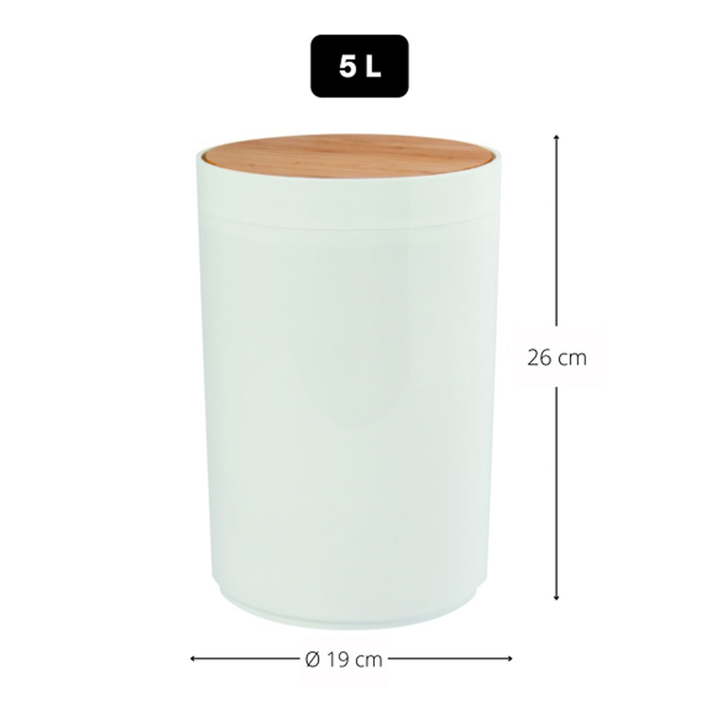 Pattumiera in polipropilene e bambÃ¹ da 5L modello Oslo - Bianco