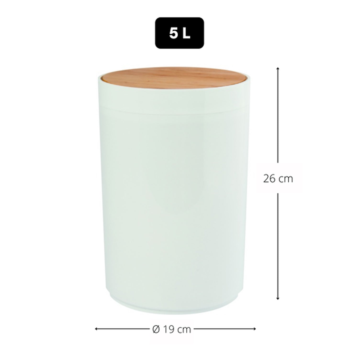 Pattumiera in polipropilene e bambÃ¹ da 5L modello Oslo - Bianco